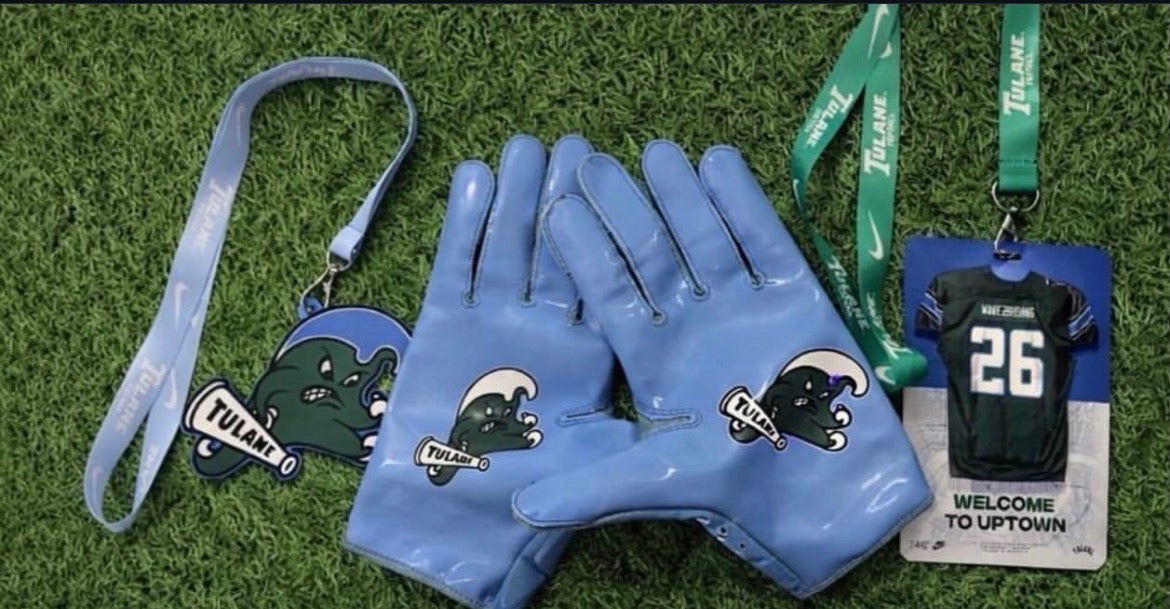 Tulane football gloves & lanyards